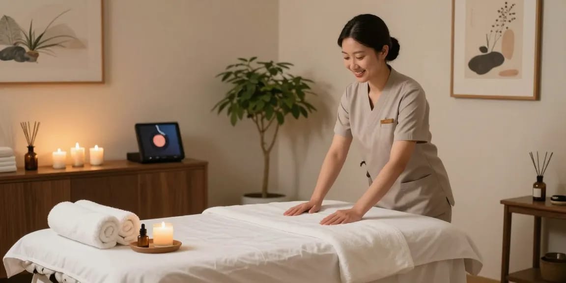 Experience 송파출장안마 with a serene massage therapy room, inviting ambiance, and professional therapist.