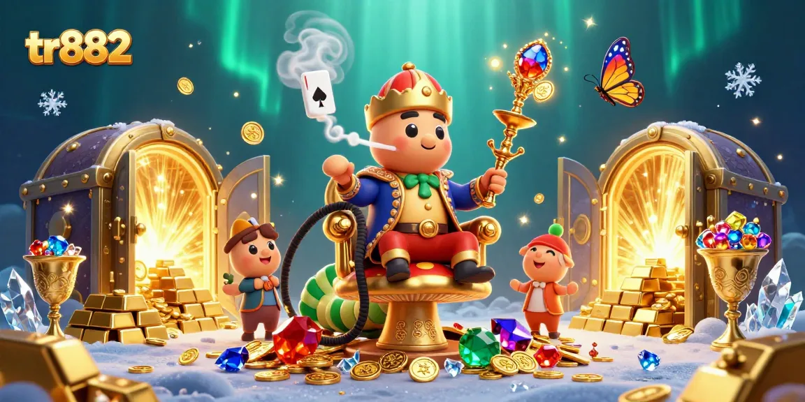Join the excitement at tr882 with a vibrant depiction of a casino scene teeming with wealth and games.