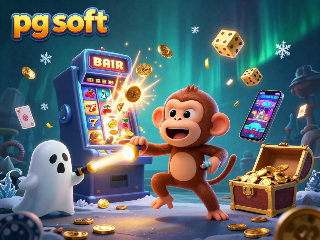 Experience the excitement of pg soft slots with our lively 3D casino scene featuring captivating characters.