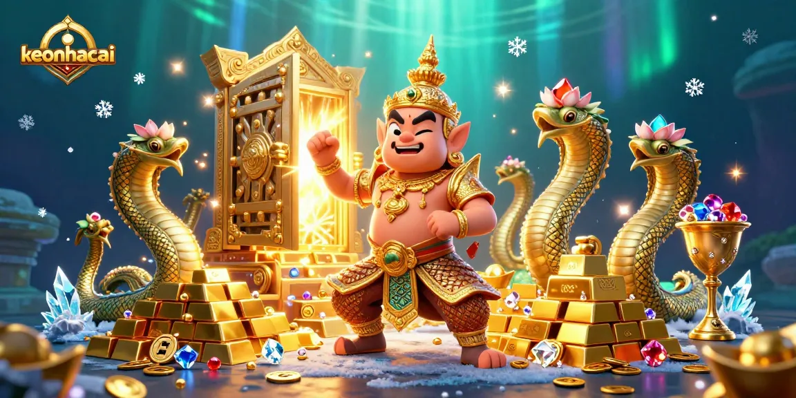 Engage with keonhacai’s vibrant 3D casino scene, featuring golden treasures and iconic cultural elements.