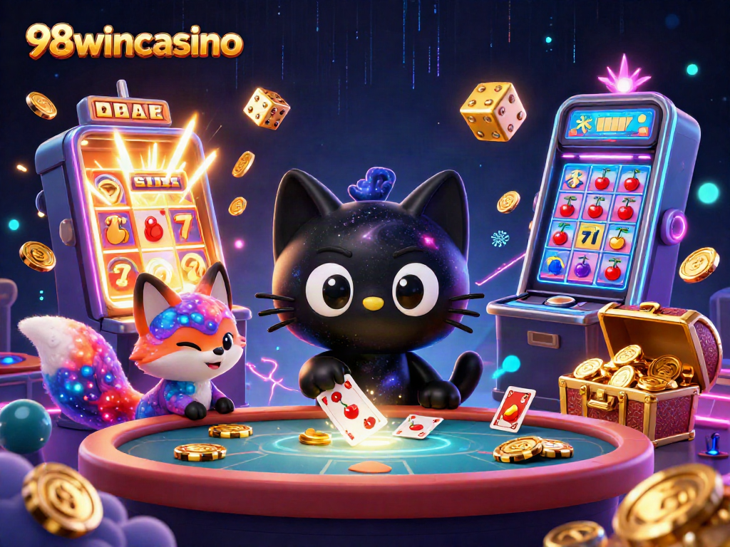 Experience 98wincasino's thrilling atmosphere with cosmic cat and vibrant fox gaming.
