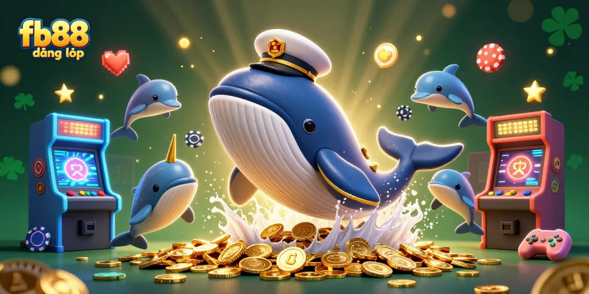 Engage in excitement with fb88 đăng nhập as a whale, narwhal, and dolphins playfully navigate a sea of casino gold.