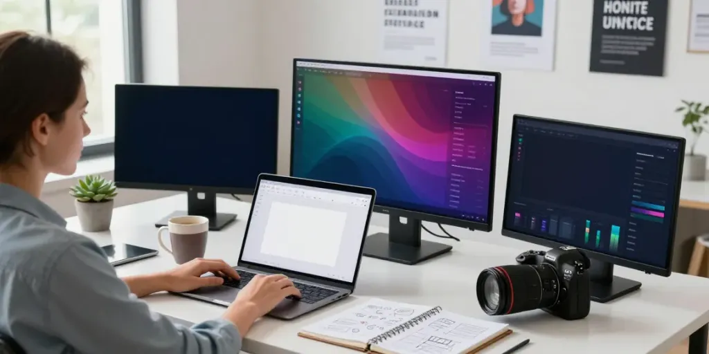 Strategist using instant indexing tools at a modern digital marketing desk.