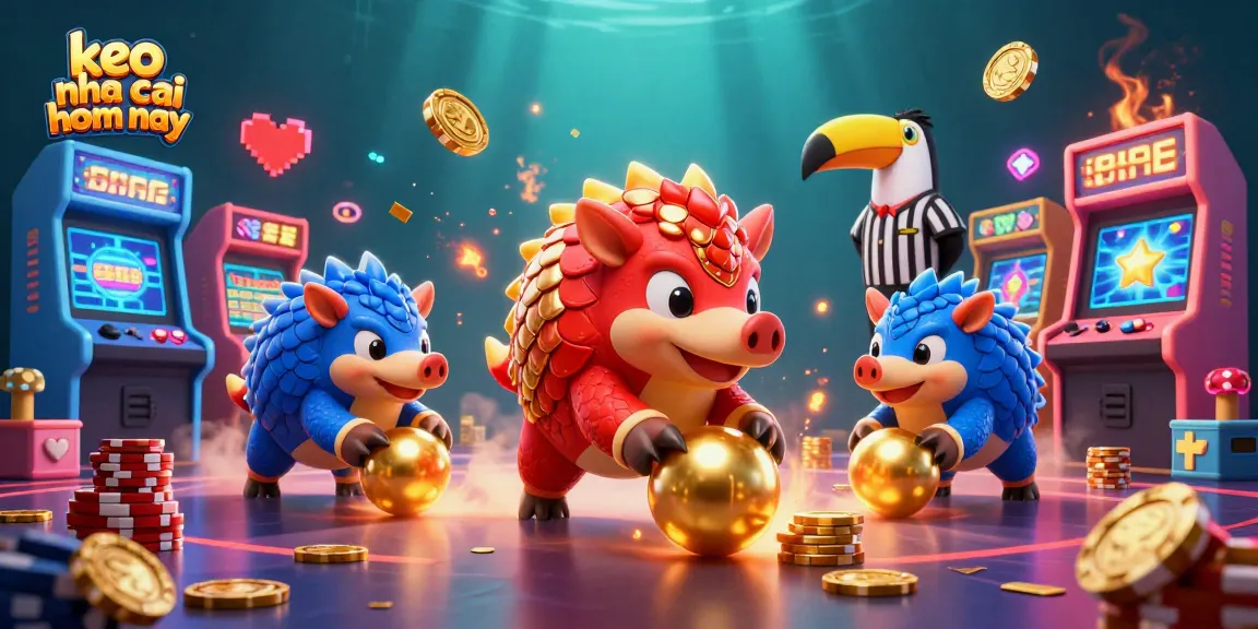Engage with keo nha cai hom nay through a dynamic bowling game featuring rivals pangolins surrounded by vibrant casino elements.