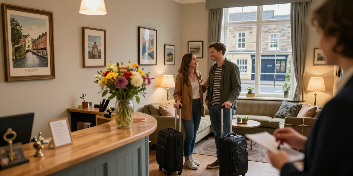 B&B Skipton: Cozy couple checking into Town House B&B in the heart of Skipton.