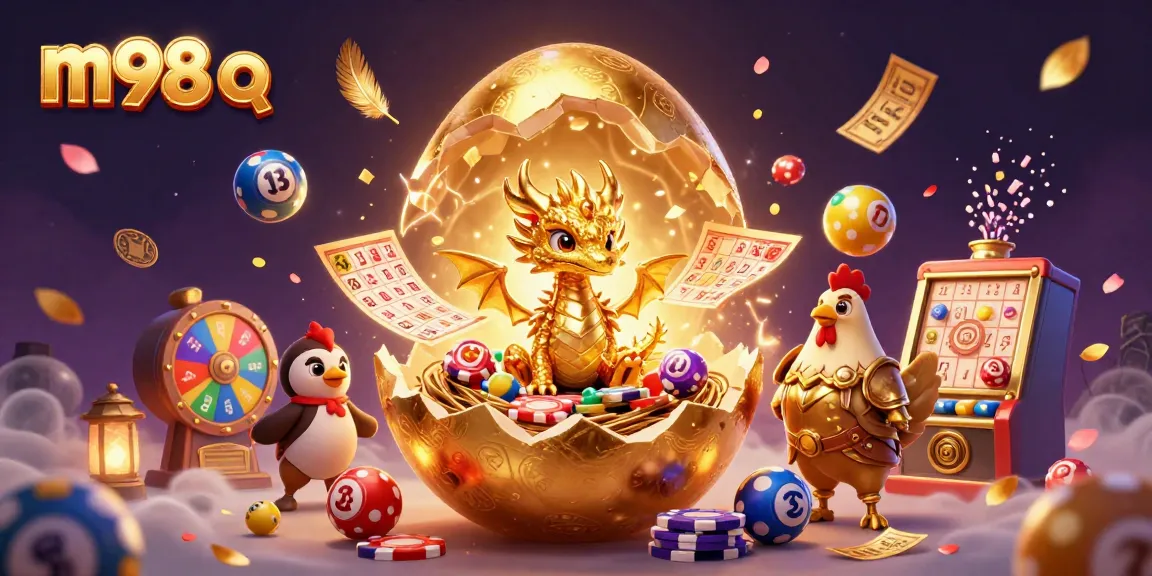Spin the thrilling m98 q with a dragon on poker chips amidst a vibrant casino scene!